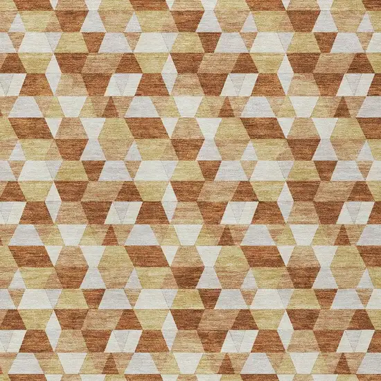 Orange And Silver Geometric Washable Indoor Outdoor Area Rug Photo 5