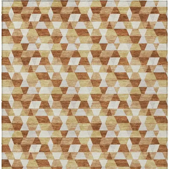 Orange And Silver Geometric Washable Indoor Outdoor Area Rug Photo 4