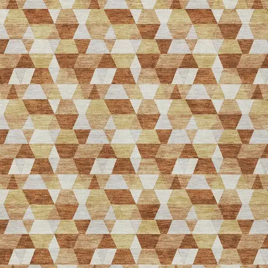 Orange And Silver Geometric Washable Indoor Outdoor Area Rug Photo 5