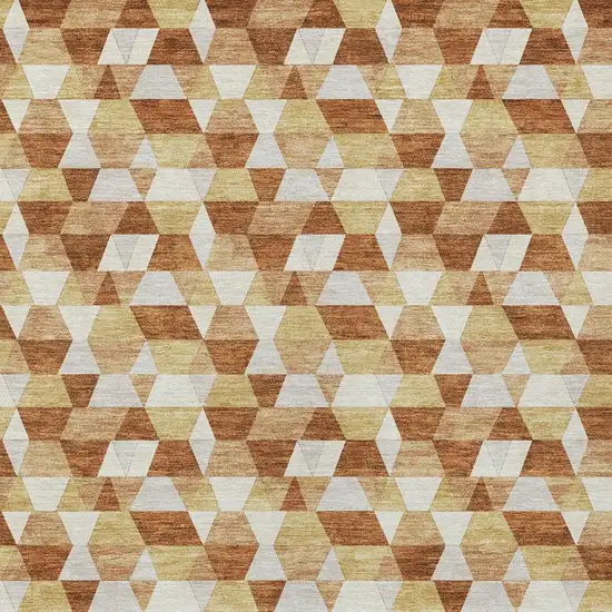 Orange And Silver Geometric Washable Indoor Outdoor Area Rug Photo 3