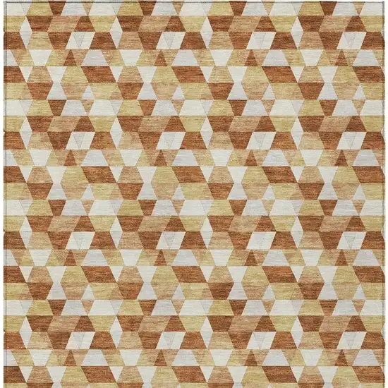 Orange And Silver Geometric Washable Indoor Outdoor Area Rug Photo 6