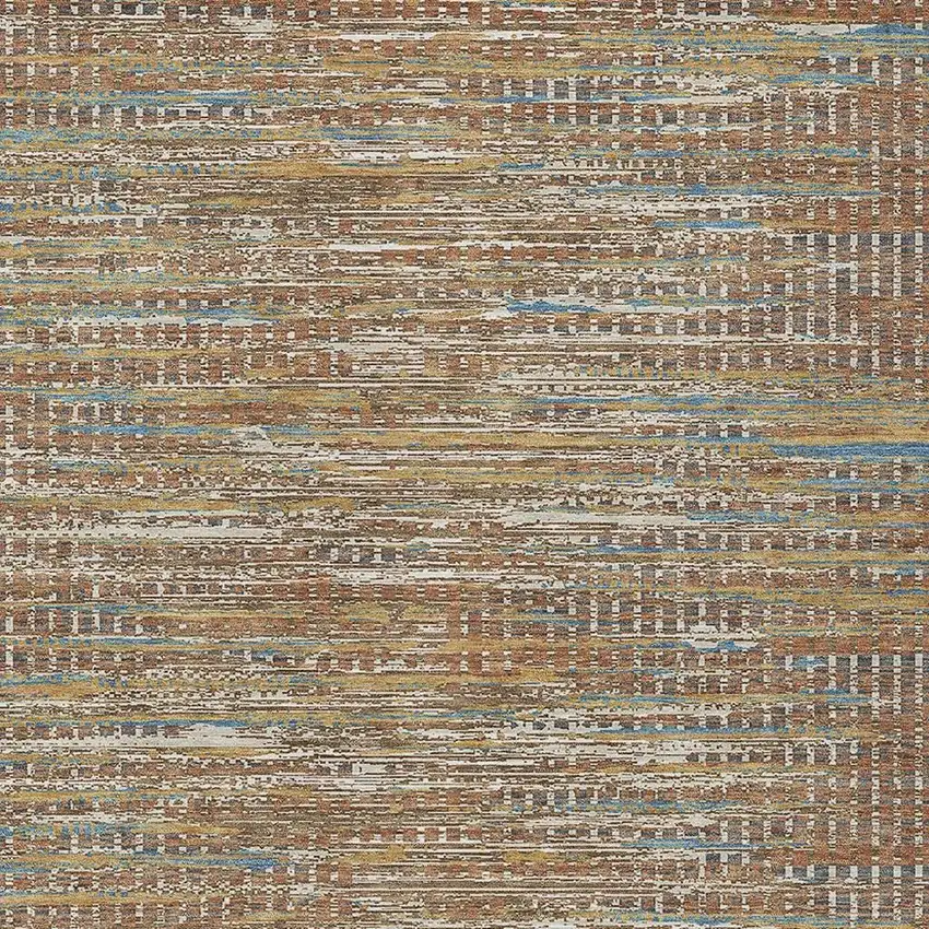 Orange And Taupe Abstract Washable Indoor Outdoor Area Rug Photo 2