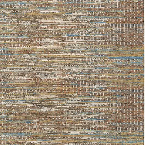 Orange And Taupe Abstract Washable Indoor Outdoor Area Rug Photo 2
