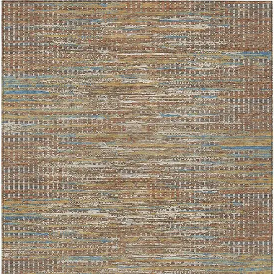 Orange And Taupe Abstract Washable Indoor Outdoor Area Rug Photo 3