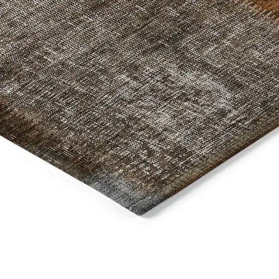 Orange And Taupe Patchwork Washable Indoor Outdoor Area Rug Photo 5