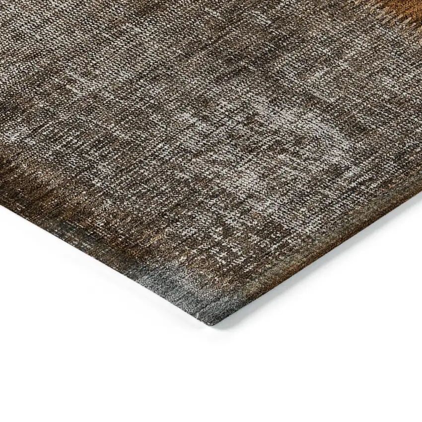 Orange And Taupe Patchwork Washable Indoor Outdoor Area Rug Photo 5