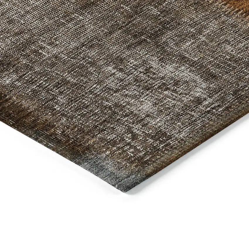Orange And Taupe Patchwork Washable Indoor Outdoor Area Rug Photo 5