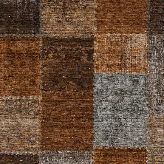 Orange And Taupe Patchwork Washable Indoor Outdoor Area Rug Photo 6