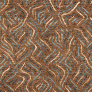 Photo of Orange And Teal Blue Abstract Washable Indoor Outdoor Area Rug
