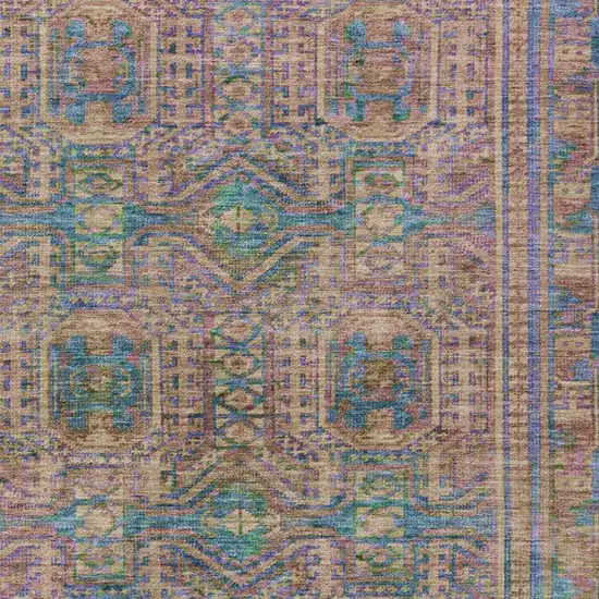 Orange And Teal Blue Geometric Washable Indoor Outdoor Area Rug Photo 4