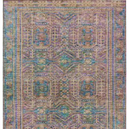 Orange And Teal Blue Geometric Washable Indoor Outdoor Area Rug Photo 8
