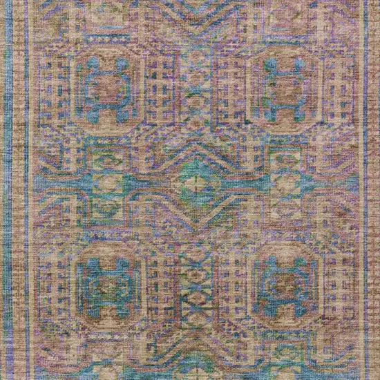 Orange And Teal Blue Geometric Washable Indoor Outdoor Area Rug Photo 3