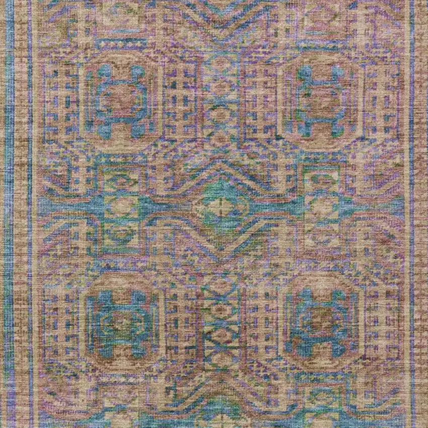 Orange And Teal Blue Geometric Washable Indoor Outdoor Area Rug Photo 3