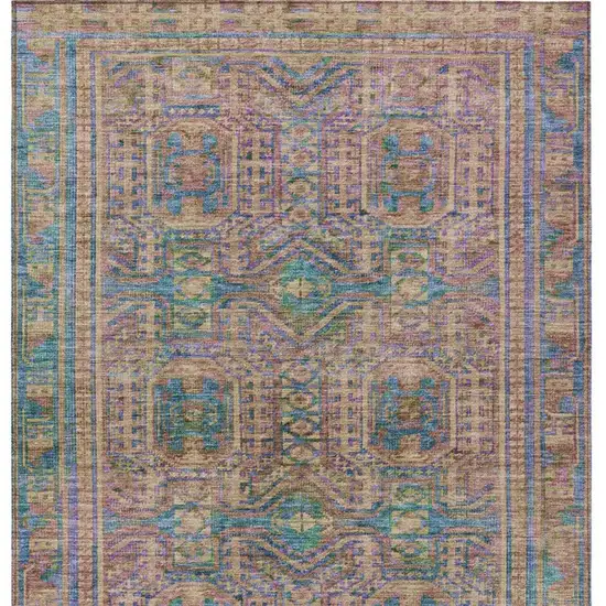 Orange And Teal Blue Geometric Washable Indoor Outdoor Area Rug Photo 4