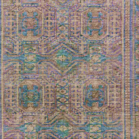 Orange And Teal Blue Geometric Washable Indoor Outdoor Area Rug Photo 7