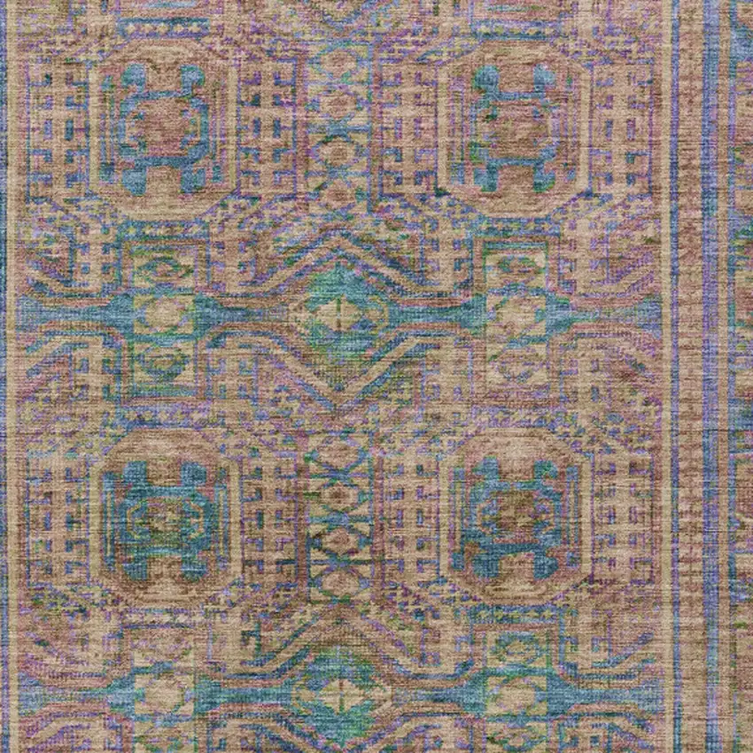 Orange And Teal Blue Geometric Washable Indoor Outdoor Area Rug Photo 7