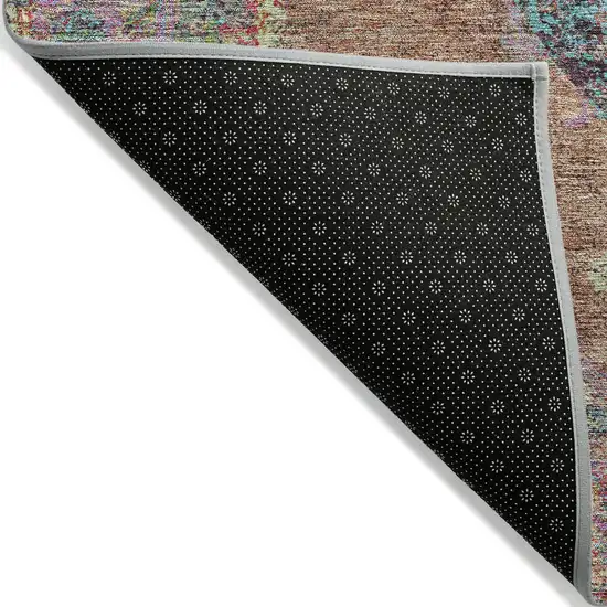 Orange And Teal Blue Medallion Washable Indoor Outdoor Area Rug Photo 8