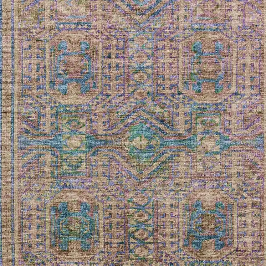 Orange And Teal Geometric Washable Area Rug With UV Protection Photo 3