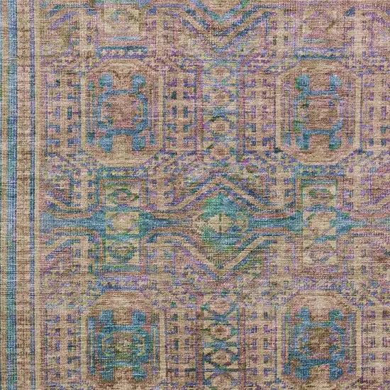 Orange And Teal Geometric Washable Area Rug With UV Protection Photo 3