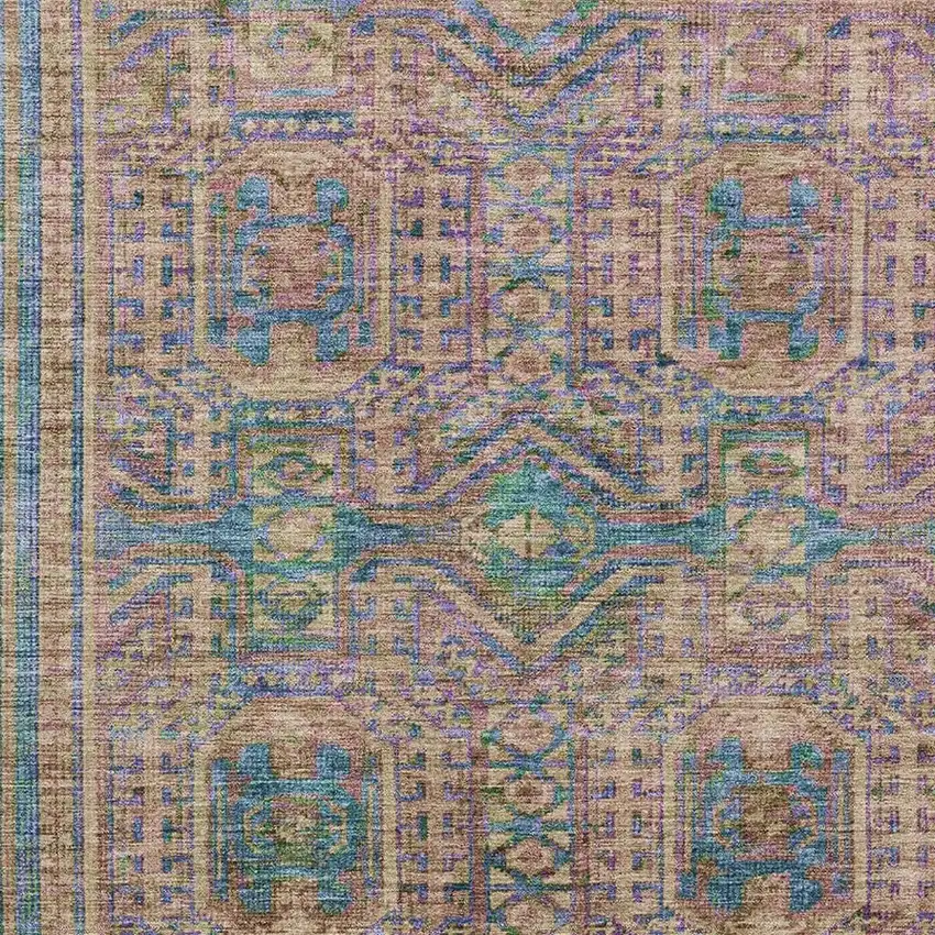 Orange And Teal Geometric Washable Area Rug With UV Protection Photo 3