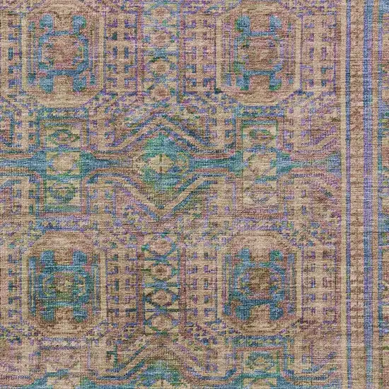 Orange And Teal Geometric Washable Area Rug With UV Protection Photo 3