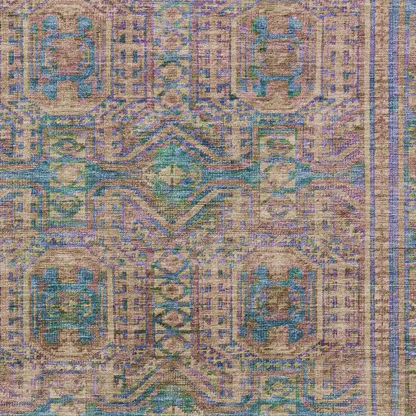 Orange And Teal Geometric Washable Area Rug With UV Protection Photo 3