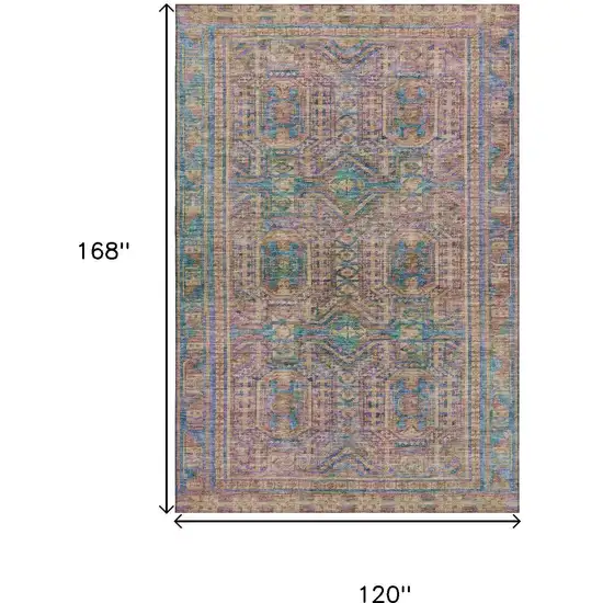 Orange And Teal Geometric Washable Area Rug With UV Protection Photo 9