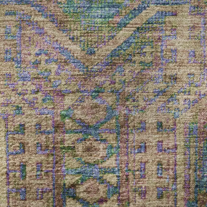 Orange And Teal Geometric Washable Area Rug With UV Protection Photo 8