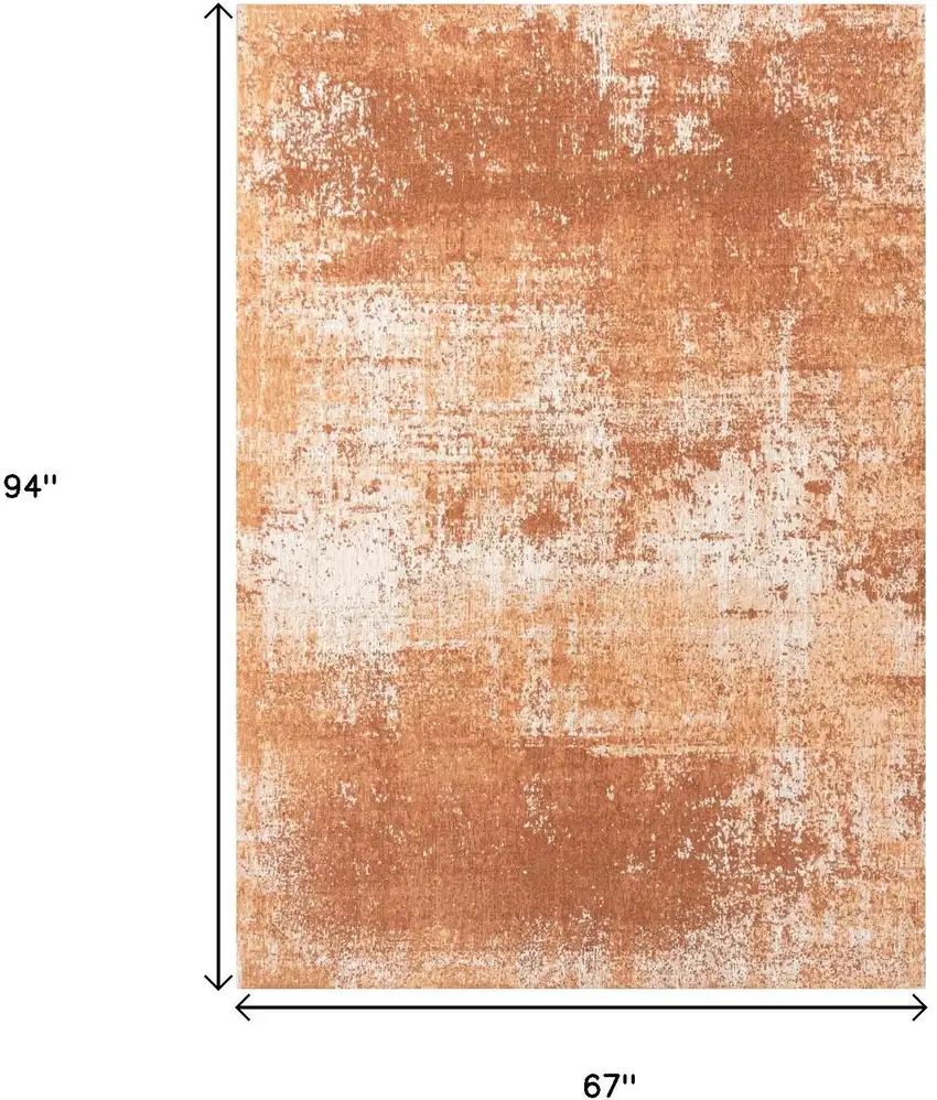 Orange And White Abstract Washable Area Rug With UV Protection Photo 5