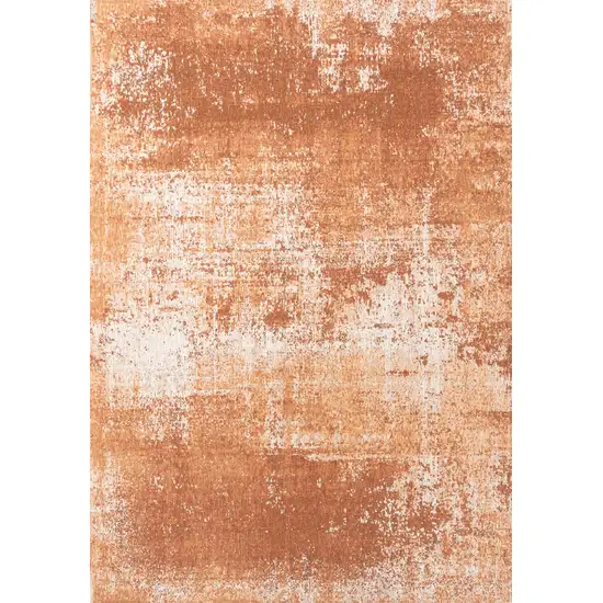 Orange And White Abstract Washable Area Rug With UV Protection Photo 1