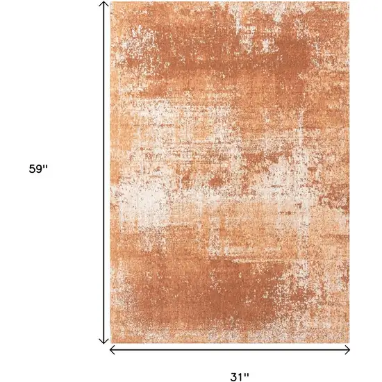 Orange And White Abstract Washable Area Rug With UV Protection Photo 4