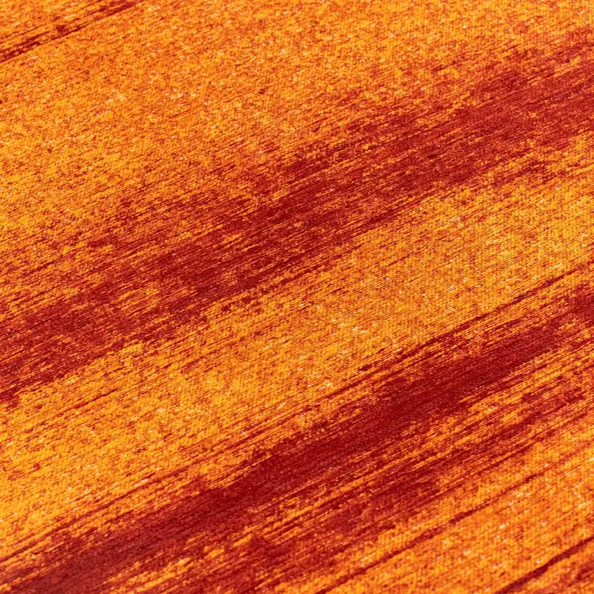Orange And White Abstract Washable Area Rug With UV Protection Photo 9