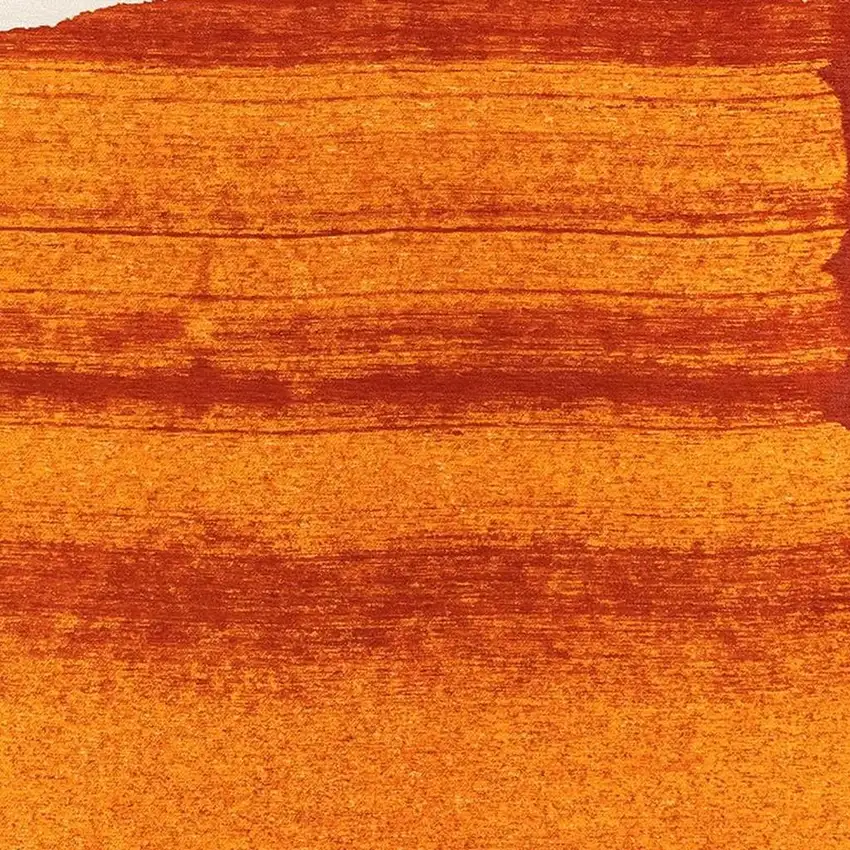 Orange And White Abstract Washable Area Rug With UV Protection Photo 3
