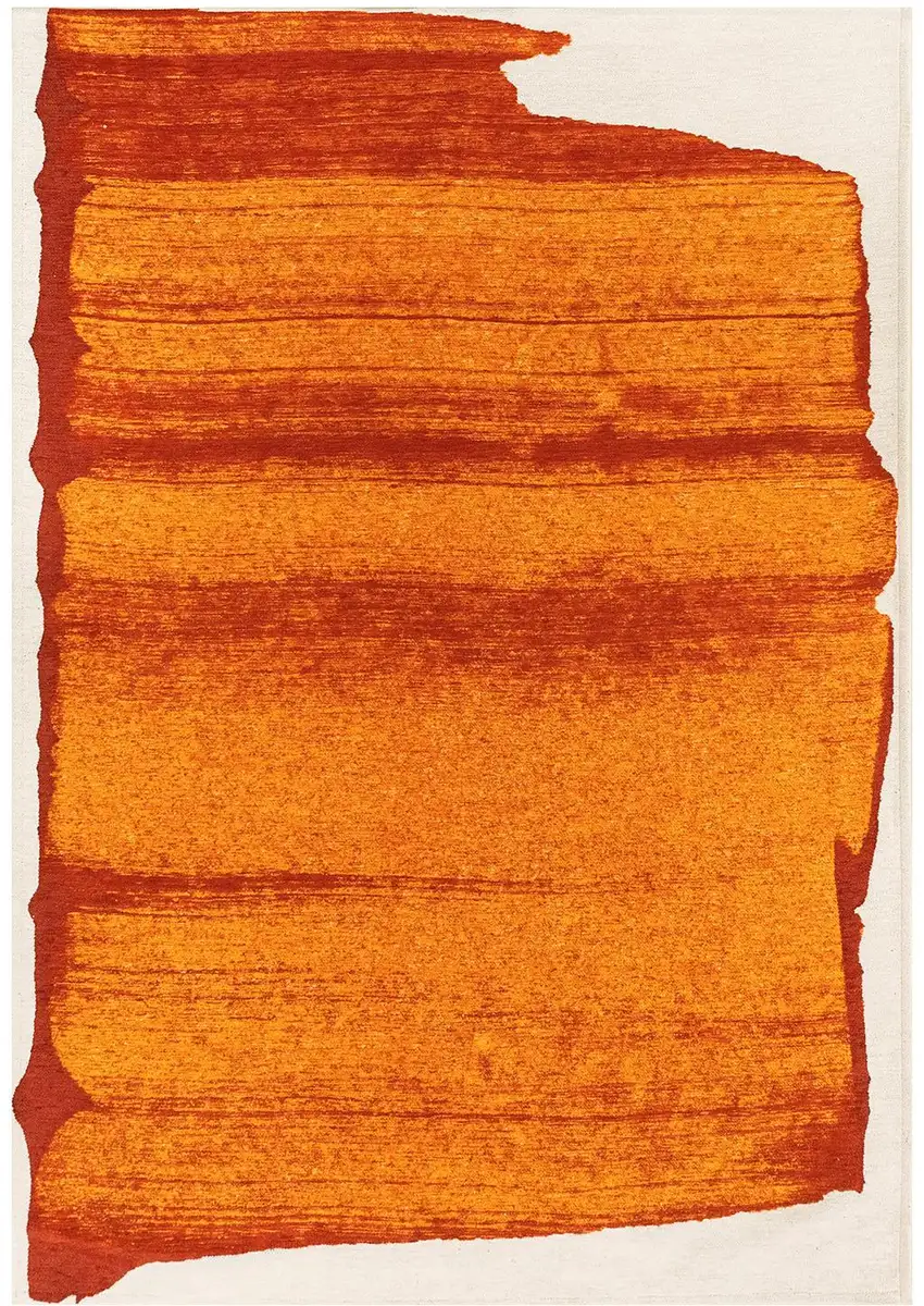 Orange And White Abstract Washable Area Rug With UV Protection Photo 4