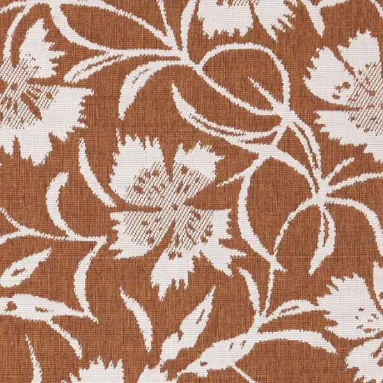 Orange And White Botanical Leaves Area Rug Photo 4
