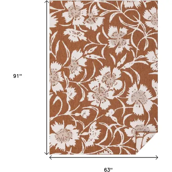 Orange And White Botanical Leaves Area Rug Photo 3