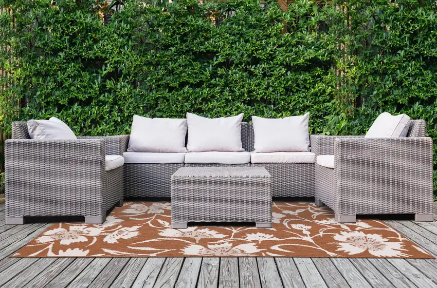 Orange And White Botanical Leaves Area Rug Photo 6