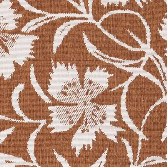 Orange And White Botanical Leaves Area Rug Photo 4