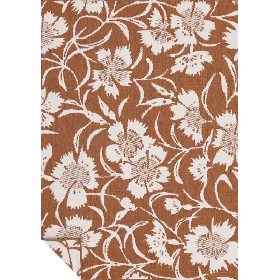 Orange And White Botanical Leaves Area Rug Photo 5
