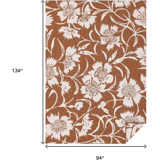 Orange And White Botanical Leaves Area Rug Photo 3