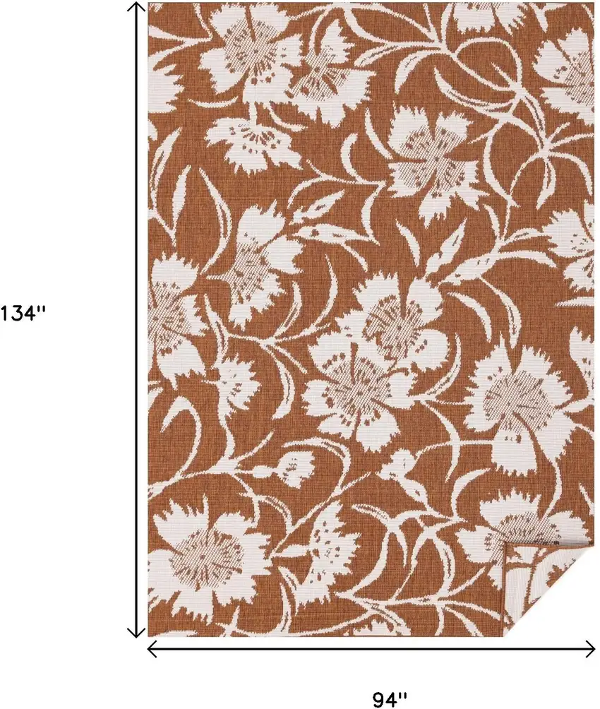 Orange And White Botanical Leaves Area Rug Photo 3
