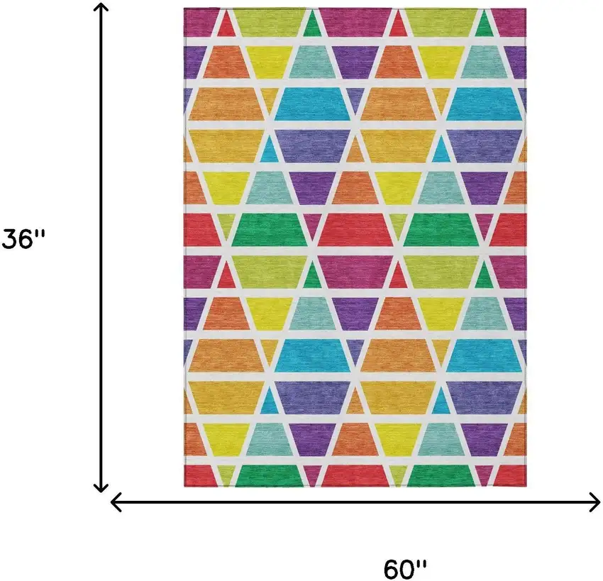 Orange And White Geometric Washable Indoor Outdoor Area Rug Photo 7