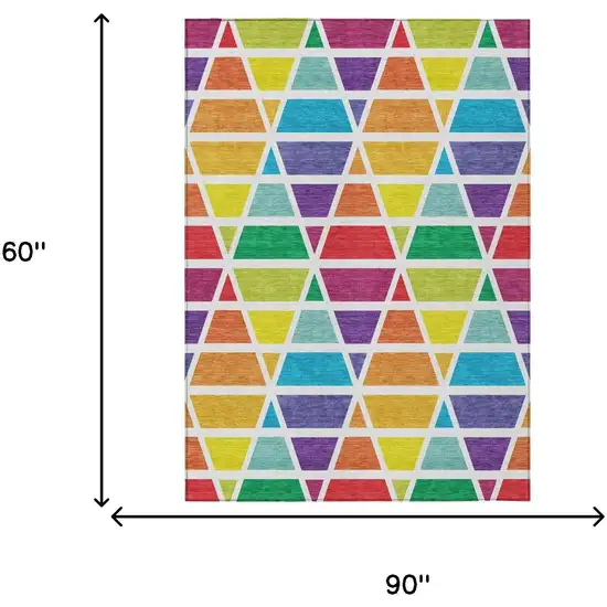 Orange And White Geometric Washable Indoor Outdoor Area Rug Photo 7