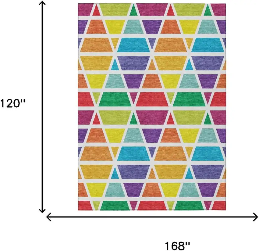 Orange And White Geometric Washable Indoor Outdoor Area Rug Photo 7