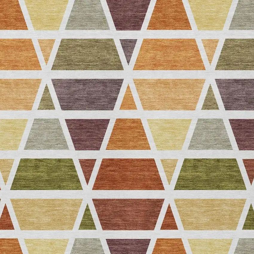 Orange And White Geometric Washable Indoor Outdoor Area Rug Photo 3