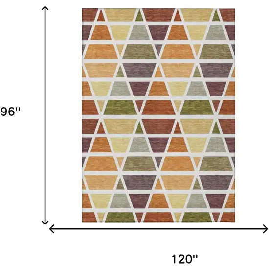 Orange And White Geometric Washable Indoor Outdoor Area Rug Photo 7