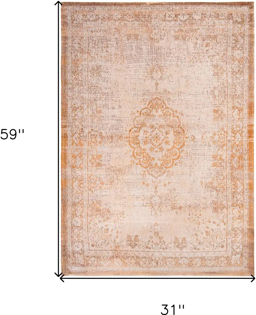 Orange And White Medallion ,Washable, Area Rug Photo 6