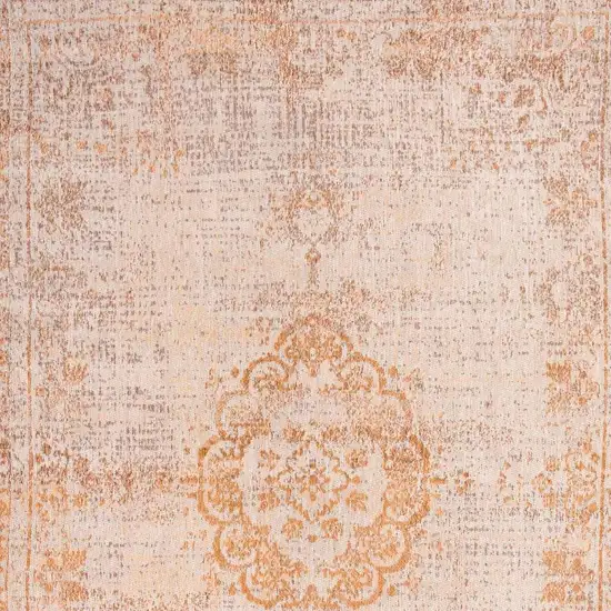 Orange And White Medallion ,Washable, Area Rug Photo 3