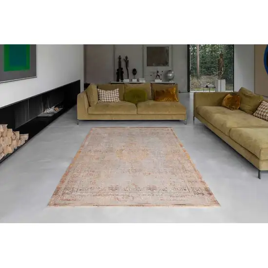 Orange And White Medallion ,Washable, Area Rug Photo 5