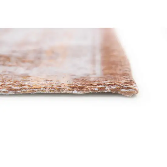 Orange And White Medallion ,Washable, Area Rug Photo 7